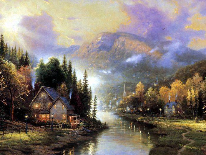 (image for) Thomas Kinkade paintings, NO.7 reproduction canvas paintings - Click Image to Close
